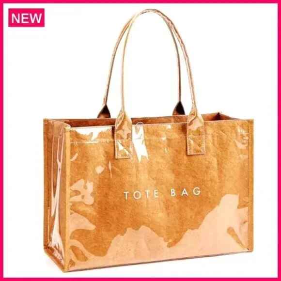 Womenβsβ Viral PVC Laminated Kraft Paper Tote Shopping Bag (Large) NEW!!!! - Picture 2 of 9